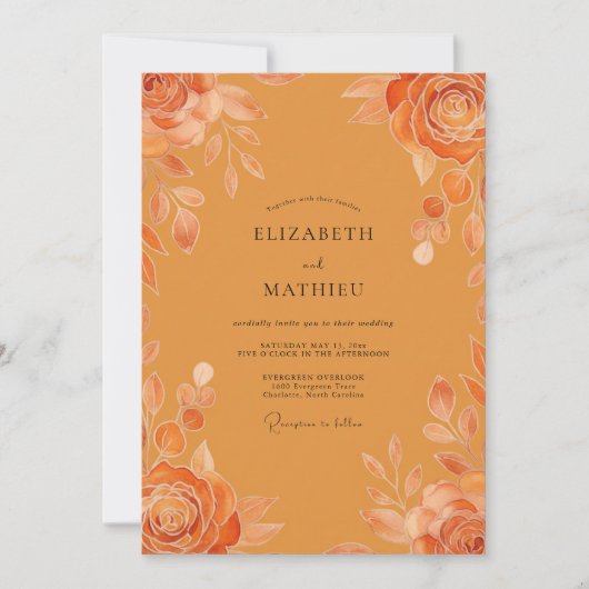 Invitation Mariage Rose Peinte Ambre (Devant)