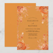 Invitation Mariage Rose Peinte Ambre (Devant / Derrière)