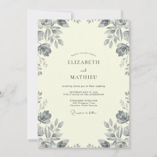 Invitation Mariage Rose Peinte au Charbon de Bois