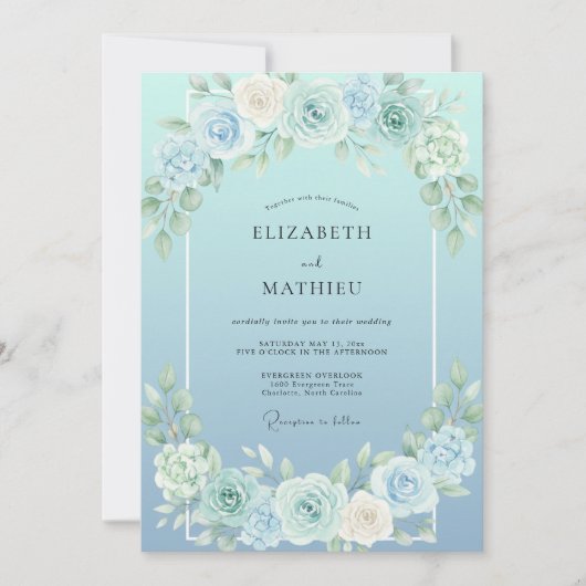 Invitation Mariage Rose Peinte Céruléenne (Devant)