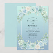 Invitation Mariage Rose Peinte Céruléenne (Devant / Derrière)