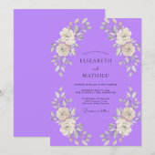 Invitation Mariage Rose Peinte de Lilas (Devant / Derrière)
