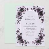 Invitation Mariage Rose Peinte de Prune (Devant / Derrière)