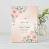 Invitation Mariage Rose Peinte de Rosé (Debout devant)