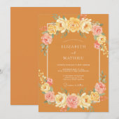 Invitation Mariage Rose Peinte Ocre (Devant / Derrière)