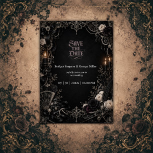 Invitation Mariage Rose Perle Baroque Victorien Gothique