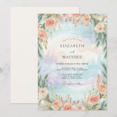 Invitation Mariage Rose Pervenche Aqua (Devant / Derrière)