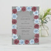 Invitation Mariage Rose Pervenche Bordeaux (Debout devant)