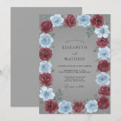Invitation Mariage Rose Pervenche Bordeaux (Devant / Derrière)