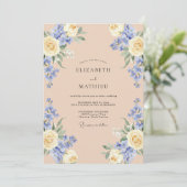 Invitation Mariage Rose Pervenche Champagne (Debout devant)
