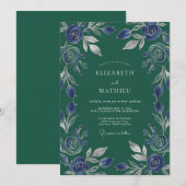 Invitation Mariage Rose Pervenche Toujours Verte (Devant / Derrière)