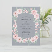 Invitation Mariage Rose Pétale d'Ardoise Rose (Debout devant)