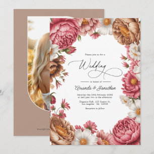 Invitation Mariage Rose Pétale, Latte Mocha et Perle d'Ivoire