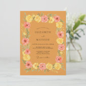 Invitation Mariage Rose Pétale Ocre Rose (Debout devant)