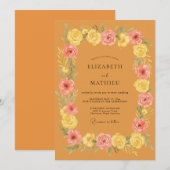 Invitation Mariage Rose Pétale Ocre Rose (Devant / Derrière)