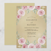 Invitation Mariage Rose Pink Champagne (Devant / Derrière)