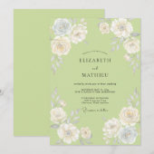 Invitation Mariage Rose Pistache (Devant / Derrière)