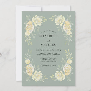 Invitation Mariage Rose Polie Vert Sauge