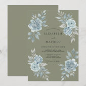 Invitation Mariage Rose Poudre d'Olive (Devant / Derrière)