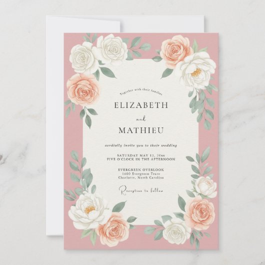 Invitation Mariage Rose Poudrée (Devant)