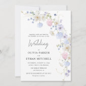 Invitation Mariage rose pourpre Fleur sauvage printemps (Devant)