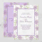 Invitation Mariage Rose Pourpre Lavande (Devant / Derrière)