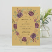 Invitation Mariage Rose Pourpre Moutarde (Debout devant)