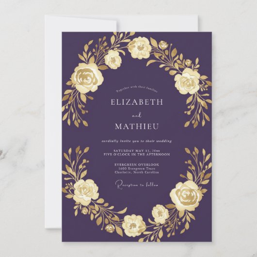 Invitation Mariage Rose Pourpre Profond (Devant)