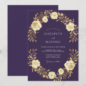 Invitation Mariage Rose Pourpre Profond (Devant / Derrière)