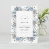 Invitation Mariage Rose Poussiéreuse Ardoise Acier (Debout devant)