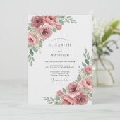 Invitation Mariage Rose Poussiéreuse Atténuée (Debout devant)