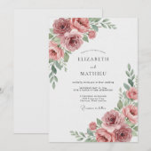 Invitation Mariage Rose Poussiéreuse Atténuée (Devant / Derrière)