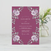 Invitation Mariage Rose Poussiéreuse Magenta (Debout devant)