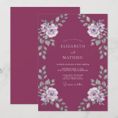 Invitation Mariage Rose Poussiéreuse Magenta (Devant / Derrière)