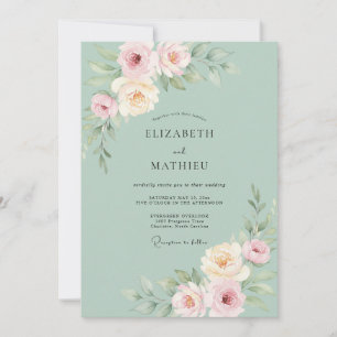 Invitation Mariage Rose Poussiéreuse Mousse de Mer