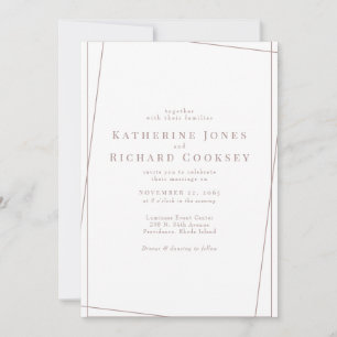 Invitation Mariage Rose Poussiéreux Géométrique Moderne Sans