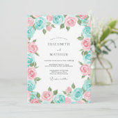 Invitation Mariage Rose Radiant Aqua Rose (Debout devant)