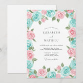 Invitation Mariage Rose Radiant Aqua Rose (Devant / Derrière)