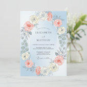 Invitation Mariage Rose Radiante Bleu Poudre (Debout devant)