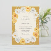 Invitation Mariage Rose Radieuse Jaune de Moutarde (Debout devant)