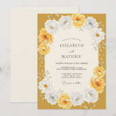 Invitation Mariage Rose Radieuse Jaune de Moutarde (Devant / Derrière)