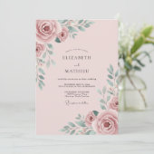 Invitation Mariage Rose Romantique Rose Pâle (Debout devant)