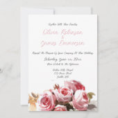 Invitation Mariage rose Rose antique (Devant)