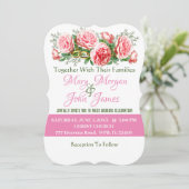Invitation Mariage Rose Rose, Blanche & Verte (Debout devant)