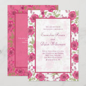 Invitation Mariage Rose Rose Clair (Devant / Derrière)