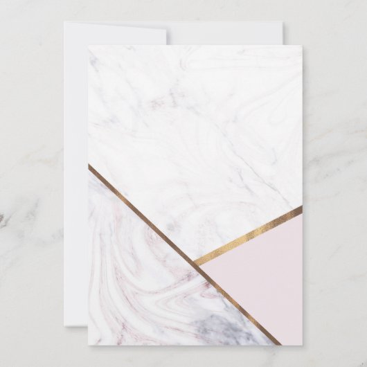 Invitation Mariage rose rose en marbre doré (Dos)
