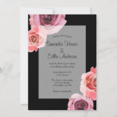 Invitation Mariage Rose rose et pourpre (Devant)