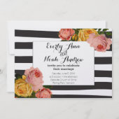 Invitation Mariage rose rose jaune rose noire (Devant)