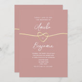 Invitation Mariage rose Rose minimaliste Dusty (Devant / Derrière)