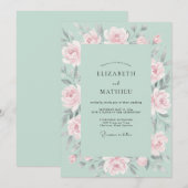 Invitation Mariage Rose Rose Mousse de Mer (Devant / Derrière)